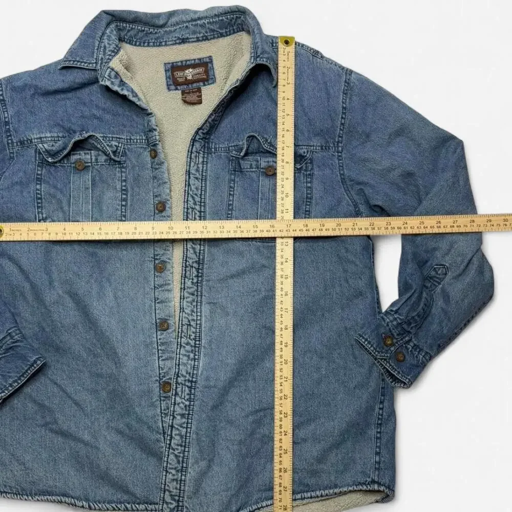 Vintage Levi’s Sherpa Lined Denim Trucker Jacket Large Blue Button Front